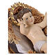 Niño Jesús resina colorida aureola LED para exteriores con cuna belén 180 cm s5