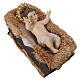Niño Jesús resina colorida aureola LED para exteriores con cuna belén 180 cm s6