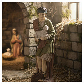 Pastore con pecora in resina colorata est int presepe 180 cm