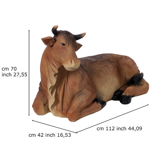 Ox in coloured resin for 180 cm Nativity Scene, indoor/outdoor 3