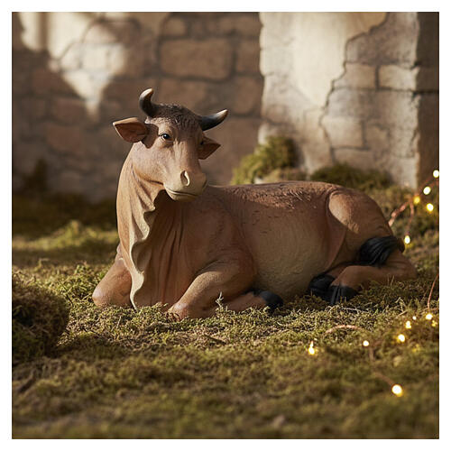 Ox in coloured resin for 180 cm Nativity Scene, indoor/outdoor 5