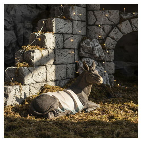 Colored resin donkey statue for nativity scene, 180 cm 4