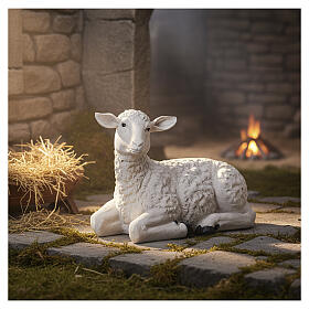 Figura owieczki do szopki bożonarodzeniowej 180 cm – żywica ręcznie malowana, do wnętrz i na zewnątrz
