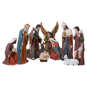 Complete Nativity scene set 150 cm 11-piece colored resin indoor/outdoor