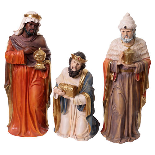 Crèche complète 80 cm 11 pièces en résine colorée pour intérieur 9