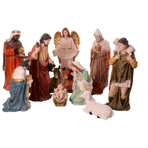 Presepe completo 80 cm 11pz resina colorata int 1