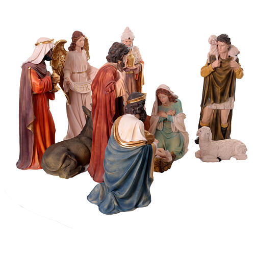 Kompletny zestaw szopki bożonarodzeniowej 80 cm – 11 figur z żywicy kolorowej, do wnętrz 11