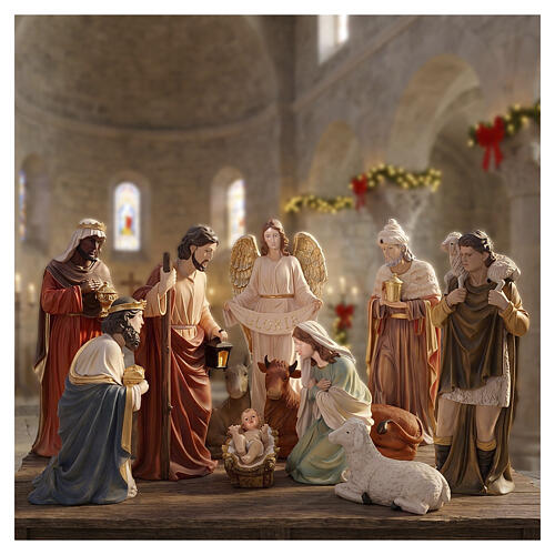 Complete Nativity Scene 80 cm 11 pcs Colored Resin Indoor 6