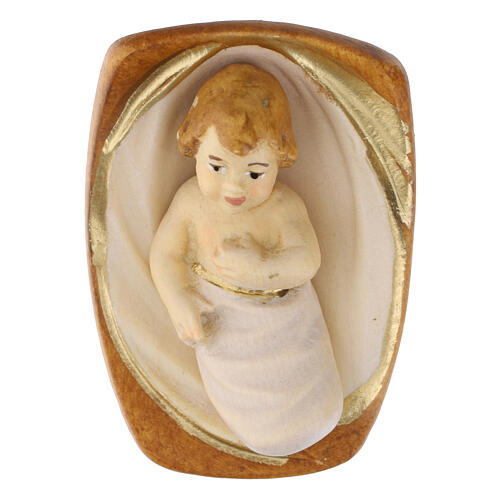 Infant Jesus with cradle for 12 cm painted Nativity Scene, Val Gardena wood 4