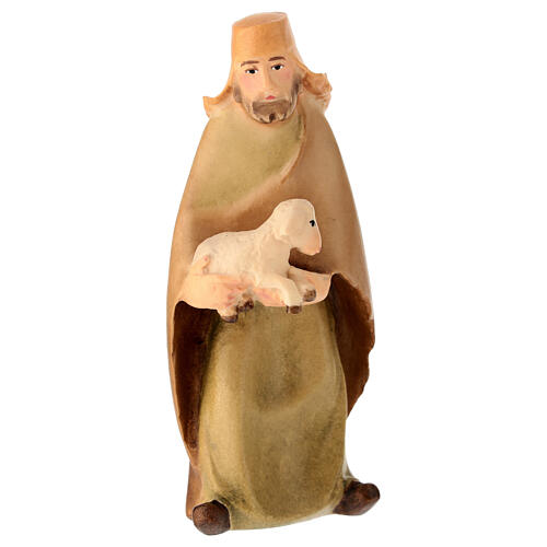 Shepherd with lamb for 12 cm Leonardo Nativity Scene, coloured wood, Val Gardena 1