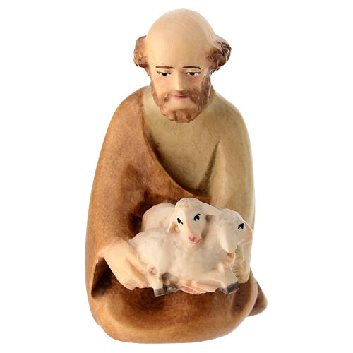 Kneeling shepherd with sheep for Leonardo Nativity Scene of Val Gardena 1