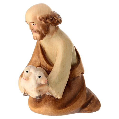 Kneeling shepherd with sheep for Leonardo Nativity Scene of Val Gardena 3