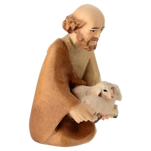 Kneeling Shepherd with Sheep Figurine, Leonardo Val Gardena Nativity 2