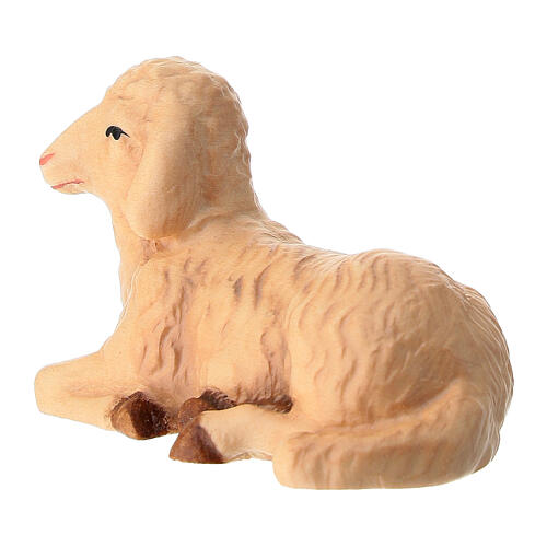 Figura belén oveja tumbada madera pintada Val Gardena 4