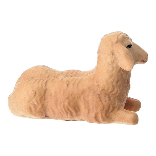 Nativity reclining sheep figurine in painted Val Gardena wood 5