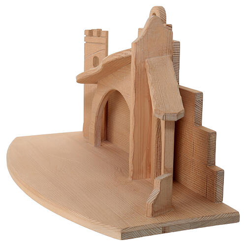Empty Nativity Stable, Leonardo Natural Val Gardena Wood 6