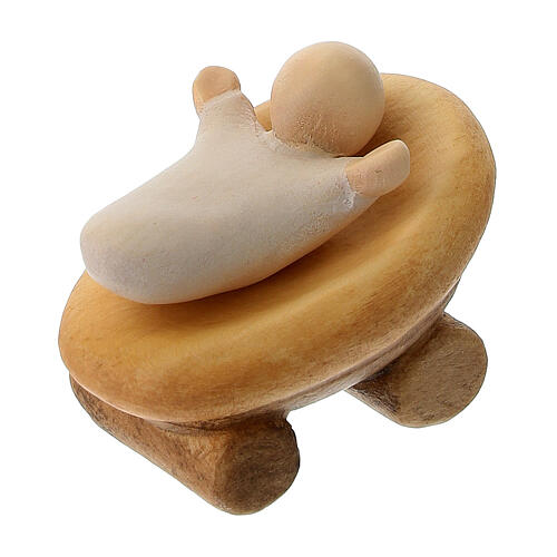 Baby Jesus with manger, nativity scene 12 cm colored Val Gardena wood 1