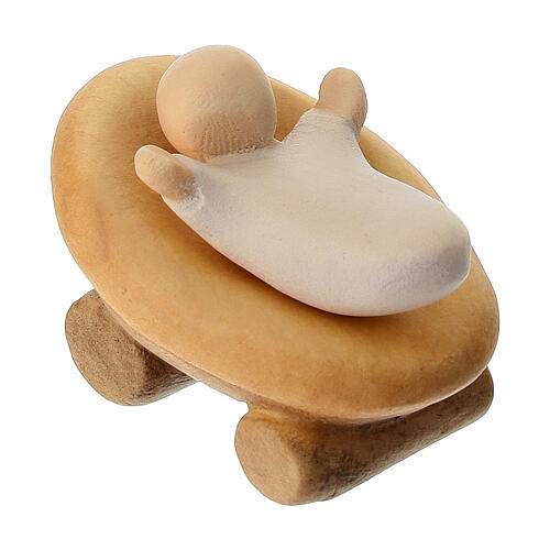 Baby Jesus with manger, nativity scene 12 cm colored Val Gardena wood 3