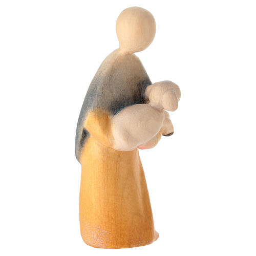 Estatua pastor oveja en brazos belén madera colorida Val Gardena 3