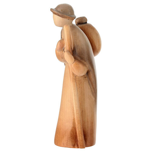 Shepherd figurine with staff for 12 cm Nativity Scene, coloured wood, Val Gardena 3