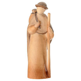 Shepherd Figurine with Staff for Nativity Scene 12 cm Colored Val Gardena