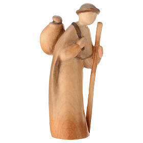 Shepherd Figurine with Staff for Nativity Scene 12 cm Colored Val Gardena