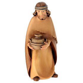 Estatua Pastor jarra belén línea Leonardo madera pintada Val Gardena