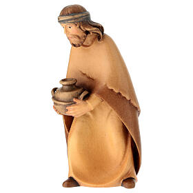 Estatua Pastor jarra belén línea Leonardo madera pintada Val Gardena