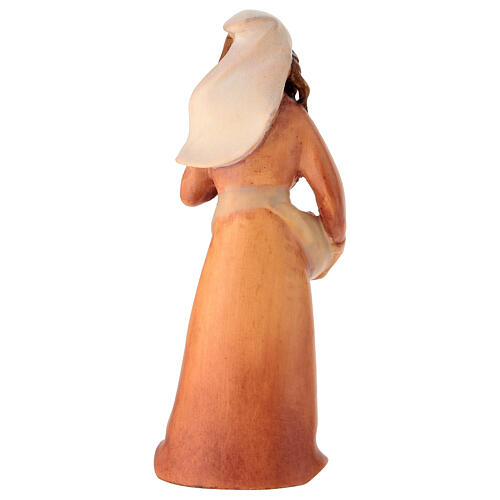 Figura de pastora com frutas para presépio 12 cm madeira colorida Val Gardena 4