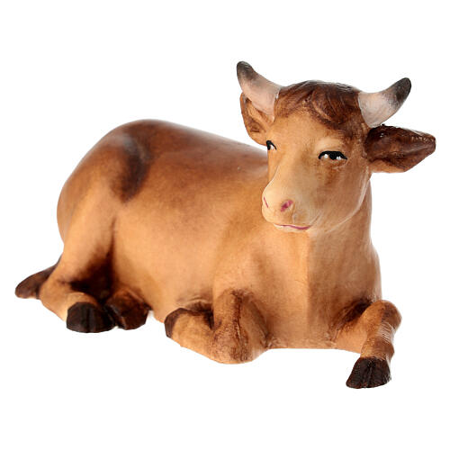 Statuette de bœuf pour crèche Leonardo peinte à l'huile Val Gardena 2