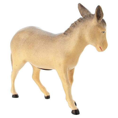 Estátua de burro para presépio 12 cm linha Leonardo madeira colorida Val Gardena 3
