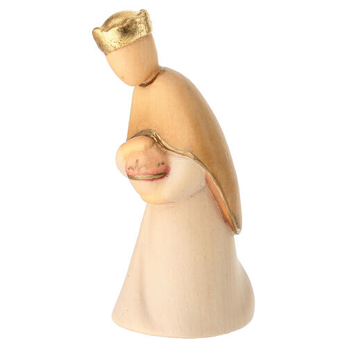 Kneeling Magi Balthazar 12 cm colored Val Gardena Nativity Scene 2