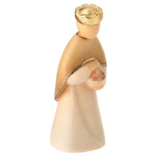 Kneeling Magi Balthazar 12 cm colored Val Gardena Nativity Scene 3