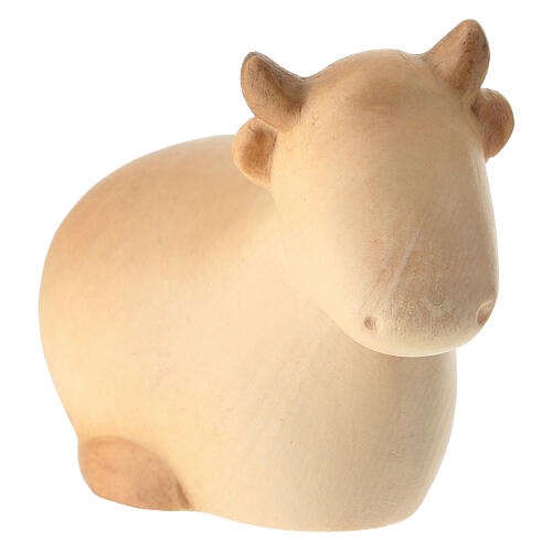 Stylised oil-painted ox figurine for Val Gardena Nativity Scene 2