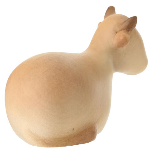 Stylised oil-painted ox figurine for Val Gardena Nativity Scene 4