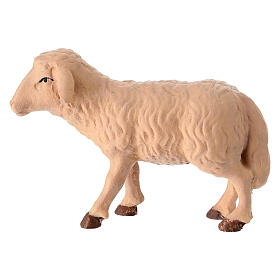 Statuette mouton couché crèche bois coloré Val Gardena