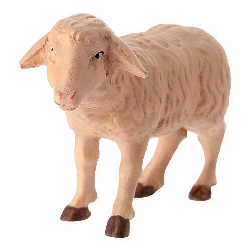 Statuette mouton couché crèche bois coloré Val Gardena 2