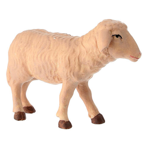 Statuette mouton couché crèche bois coloré Val Gardena 3