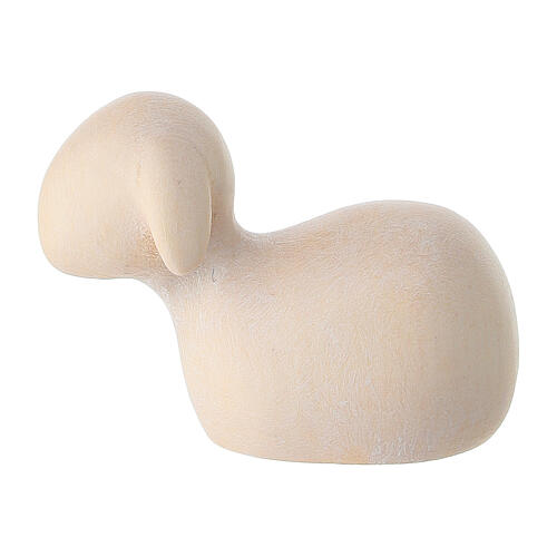 Modern-style painted wood lying sheep for Val Gardena Nativity Scene 1