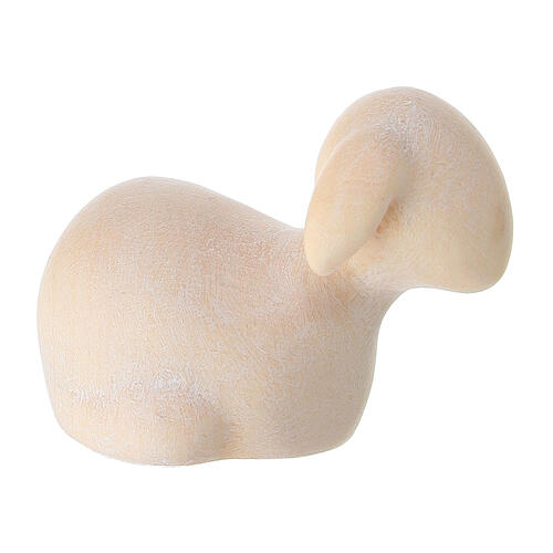 Modern-style painted wood lying sheep for Val Gardena Nativity Scene 3