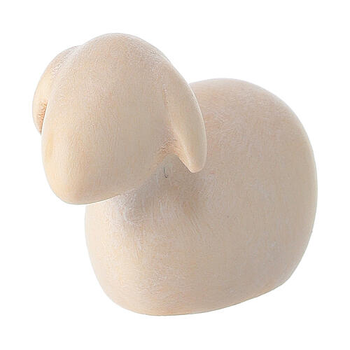 Ovelha deitada em estilo moderno madeira pintada para presépio Val Gardena 2