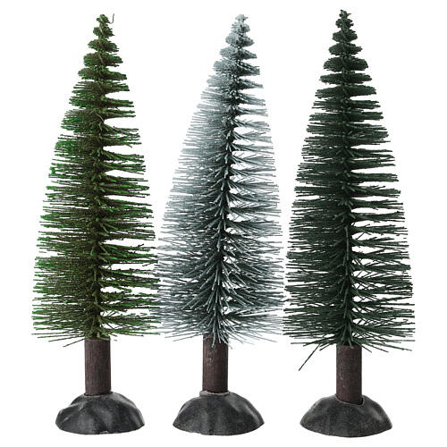 Sapin vert pour crèche 15 cm bois plastique 2
