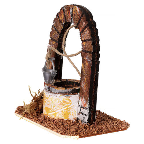 Pozzo presepe 8-10 cm in legno 10x10x5 cm 3