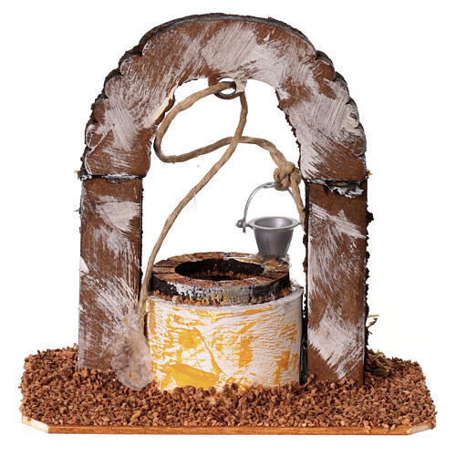 Pozzo presepe 8-10 cm in legno 10x10x5 cm 4