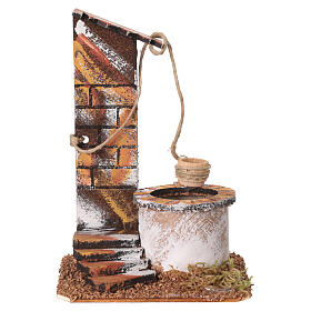 Pozzo con filo presepe 10-12 cm in legno 15x10x10 cm