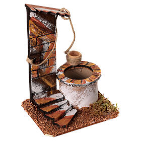 Pozzo con filo presepe 10-12 cm in legno 15x10x10 cm
