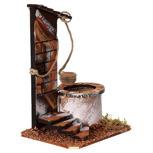 Pozzo con filo presepe 10-12 cm in legno 15x10x10 cm 4