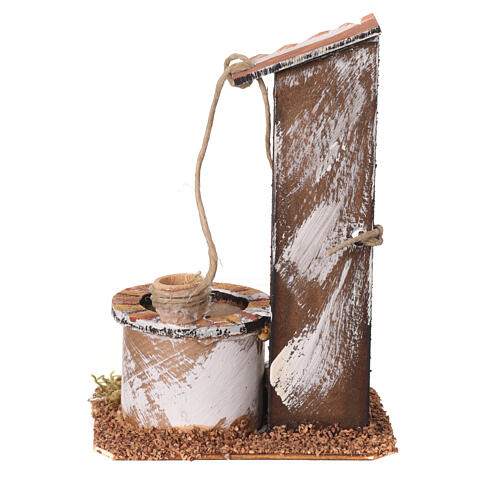 Pozzo con filo presepe 10-12 cm in legno 15x10x10 cm 5