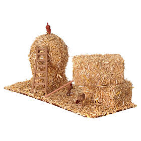 Nativity Scene setting: straw bales with chickens for 8-10 cm statues, 10x20x10 cm