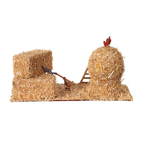 Nativity accessory Straw Bales with Hens for 8-10 cm Statues, 10x20x10 cm 4